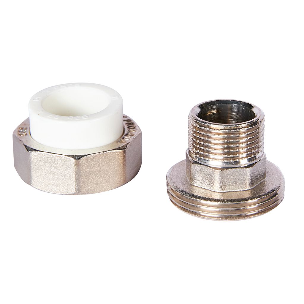 Муфта комбинированная Pro Aqua d=25-3/4 PP-R разъемная (американка) УСИЛЕННАЯ НР Белая, PA21014S