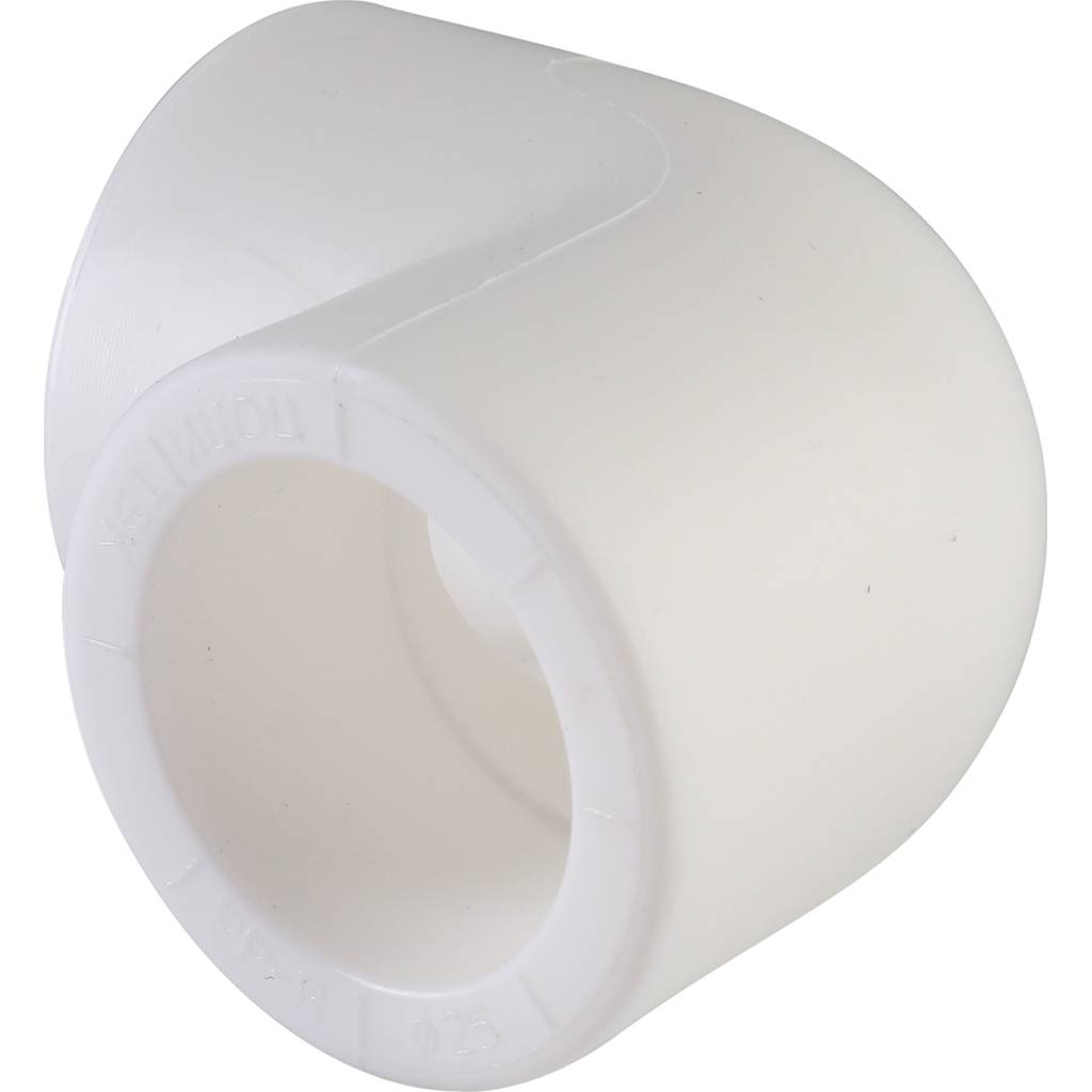 Угольник Политэк d=25 90* для полипропиленовых труб под сварку (цвет белый), 9000000325