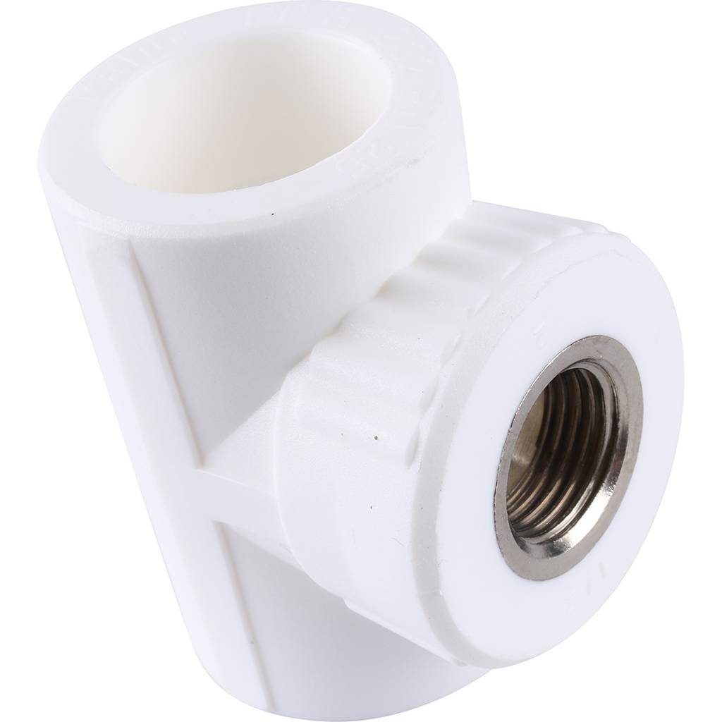 Тройник Kalde с внутренней резьбой 32х1/2 для полипропиленовых труб под сварку (цвет белый)
