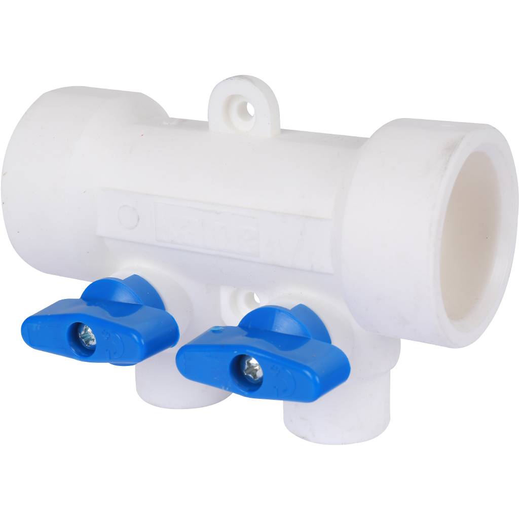 Коллектор с воздухоотводчиком и запорными кранами Kalde (2 выхода)