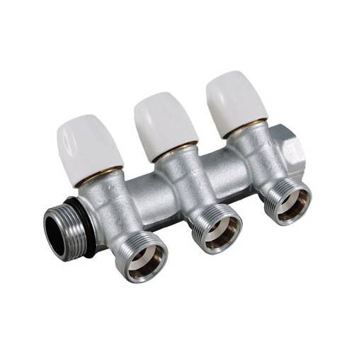 Коллектор на 2 выхода TIEMME с регулировочными вентилями 1 х3/4 на 2 выхода