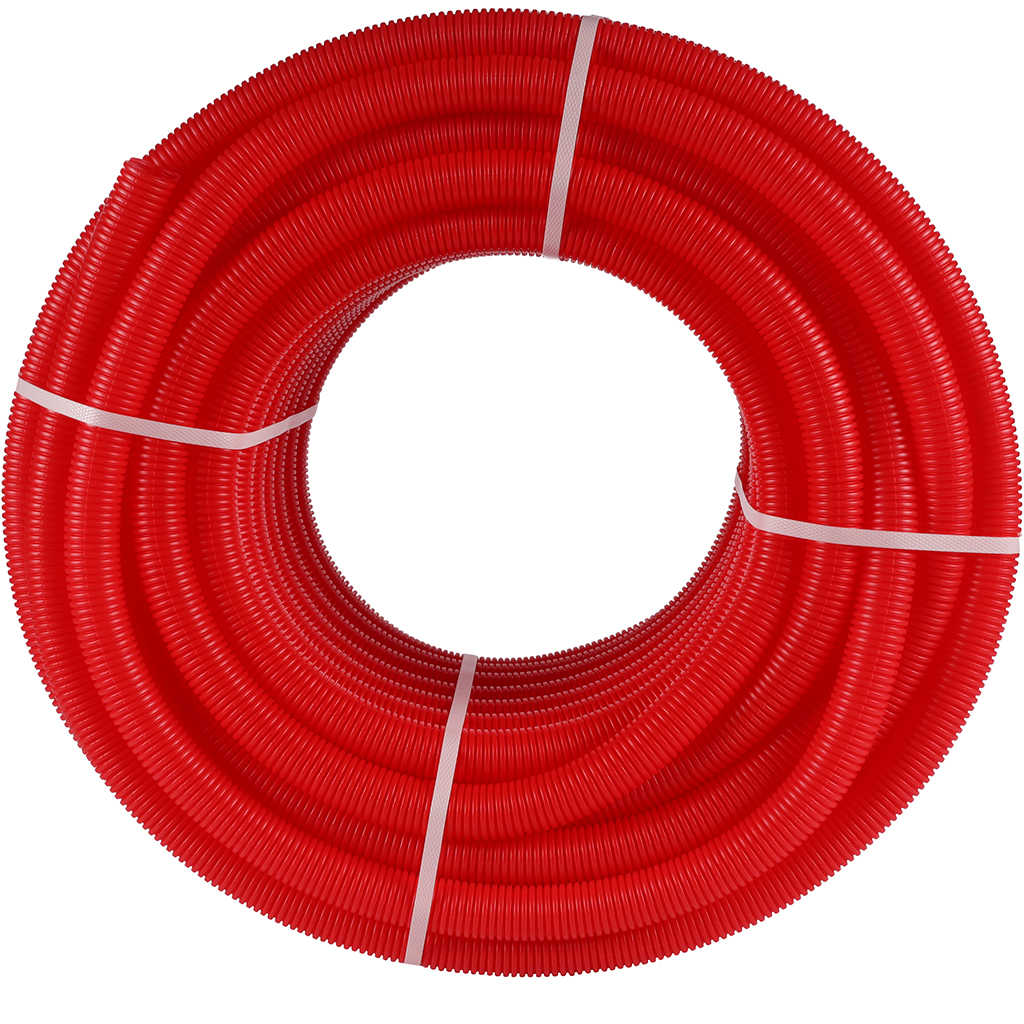 Труба гофрированная STOUT ПНД, цвет красный, наружным диаметром 28 мм для труб диаметром 20 мм, SPG-0002-502820