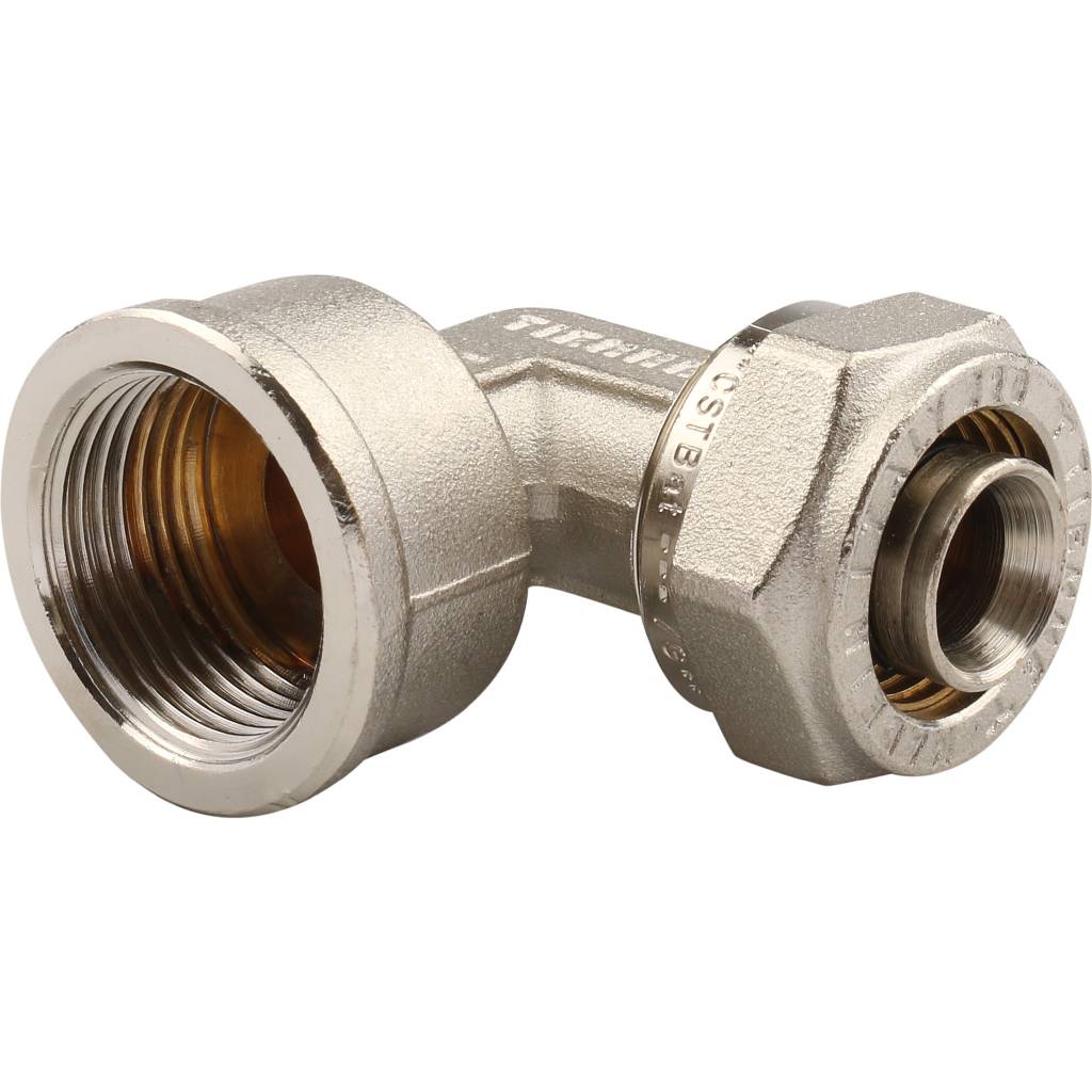 Угольник TIEMME с внутренней резьбой (20х2.0х3/4) для металлопластиковых труб винтовой, 1600023