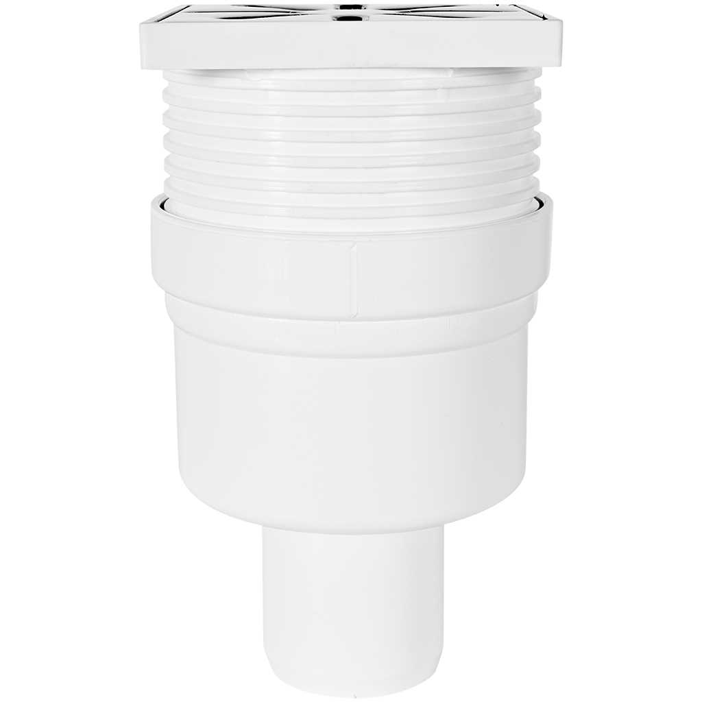 Трап регулируемый, прямой Sinikon металлическая решетка, 100*100 (Белый) D50, 10.D.050.R.M.B