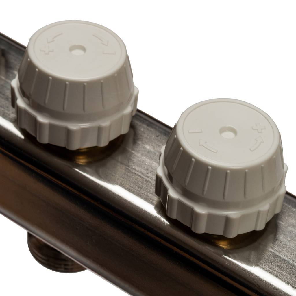 Коллектор из нержавеющей стали с расходомерами, с клапаном вып. воздуха и сливом STOUT 9 выходов, SMS-0927-000009