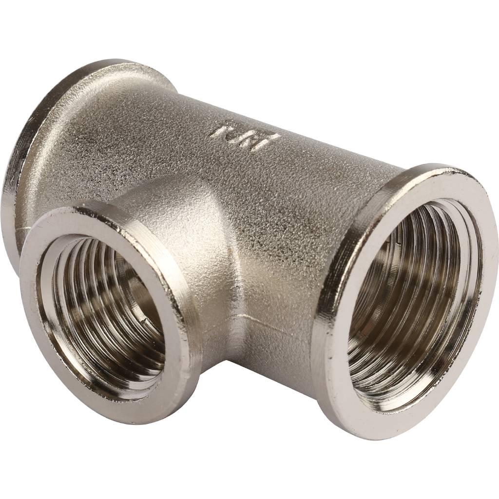Тройник TIEMME ВВ никелированный 3/4х1/2х3/4 для стальных труб резьбовой, 1500151