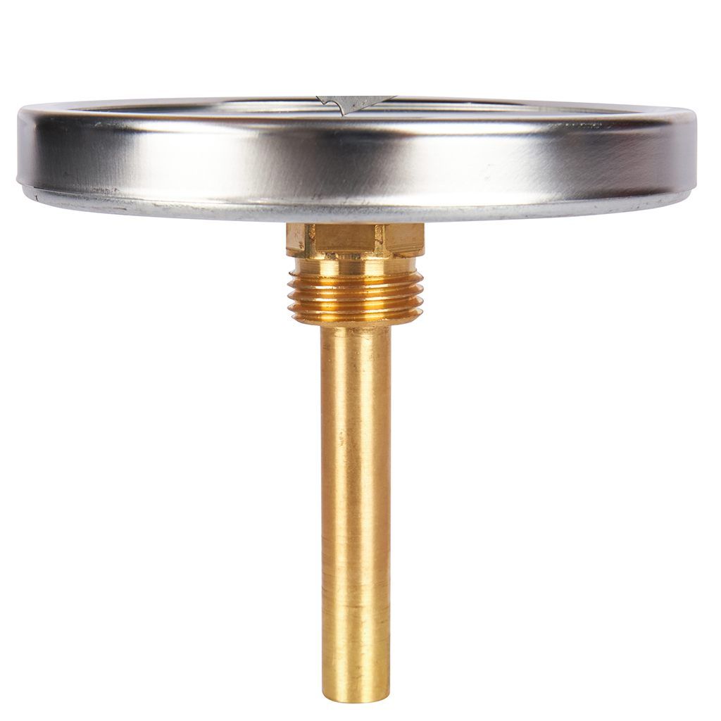 Термометр биметаллический ROMMER 100 мм 120 градусов с погружной гильзой 75 мм 1/2