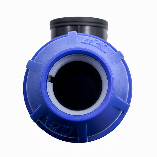 Тройник компрессионный, полипропилен внутренняя резьба 20х 1/2, для полиэтиленовых труб, РТП