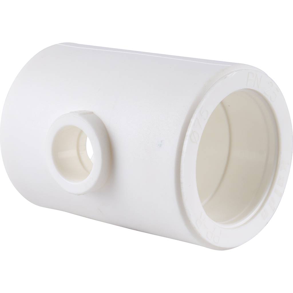 Тройник переходной Kalde 75х32х75 для полипропиленовых труб под сварку (цвет белый), 3212-tio-753275