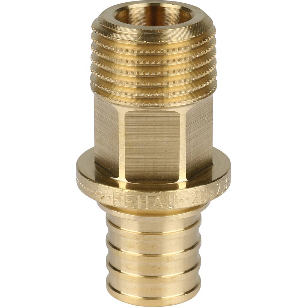 Переходник РЕХАУ RAUTITAN с наружной резьбой 20-R 1/2 RX+ для труб из сшитого полиэтилена аксиальный, 14563141001