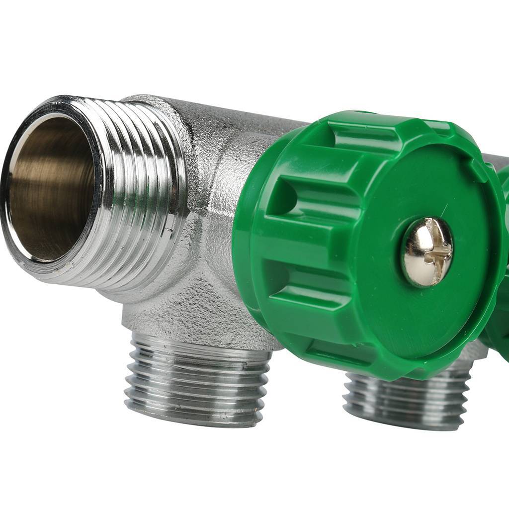 Коллектор распределительный FAR 3/4 , проходной, хромированный, 3 отвода 1/2  ЕК