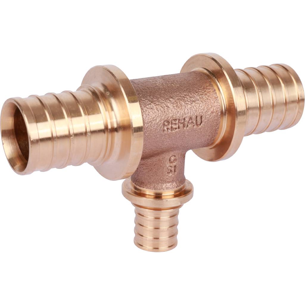 Тройник РЕХАУ RAUTITAN PLATINUM с уменьшенным боковым проходом 32-20-32 RX для труб из сшитого полиэтилена аксиальный, 14564581001