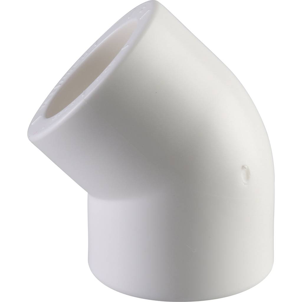 Угольник Политэк d=25 45* для полипропиленовых труб под сварку (цвет белый)