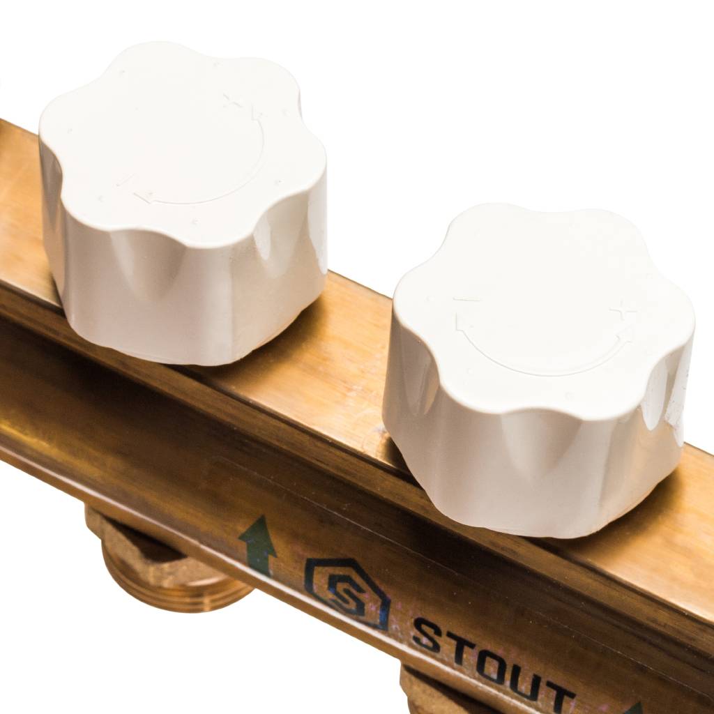 Распределительный коллектор из латуни с расходомерами STOUT 9 выходов, SMB 0473 000009