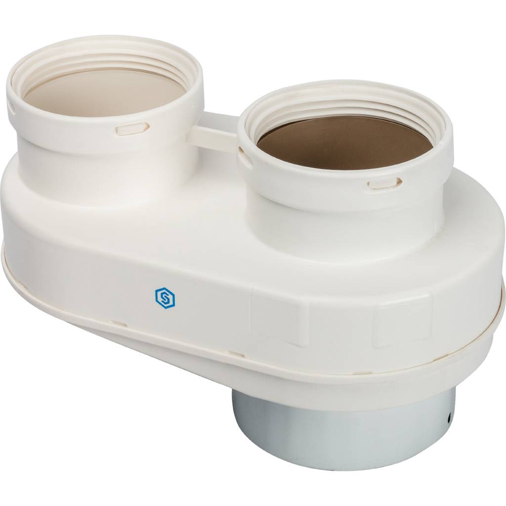 *SCA-8080-230002 STOUT Элемент дымохода DN80/80 адаптер для подкл. разд. труб (совместимый  Vaillant,Ptotherm New ) PP-Ryton, SCA-8080-230002