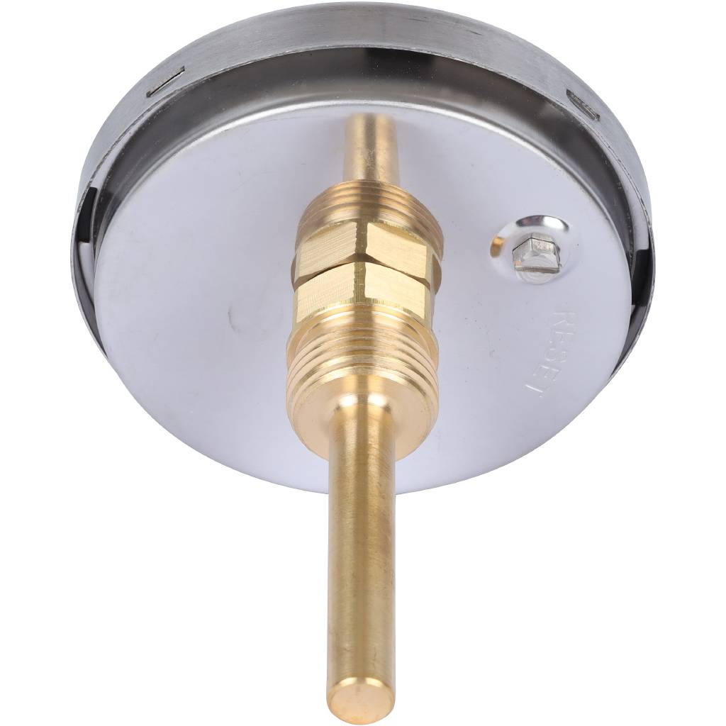 Термометр биметаллический погружной РОСМА 80 мм c гильзой 120 градусов 1/2 осевой шток 64х6 мм БТ-41.211