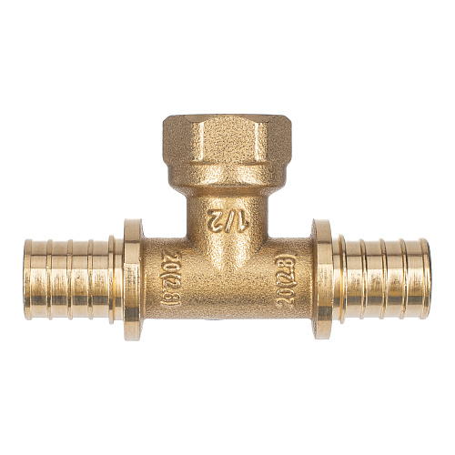 Тройник аксиальный, латунь, внутренняя резьба,20х1/2, желтый, RTP