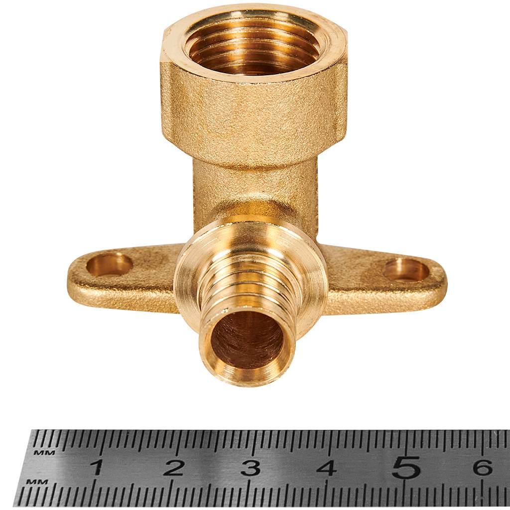 Угольник настенный с креплением ROMMER 16xG 1/2 для труб из сшитого полиэтилена аксиальный, RFA-0009-001612