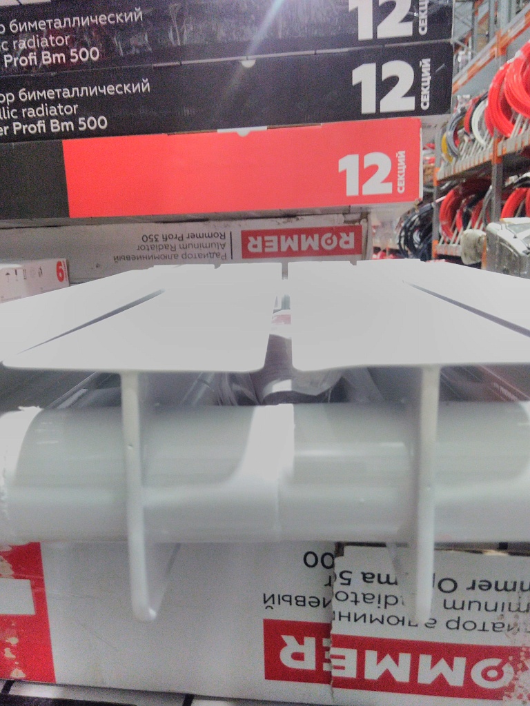 Уцененный товар (замятие ламелей): Радиатор биметаллический ROMMER Optima BM 500 4 секций боковое подключение (RAL9016), RBM-0210-050004