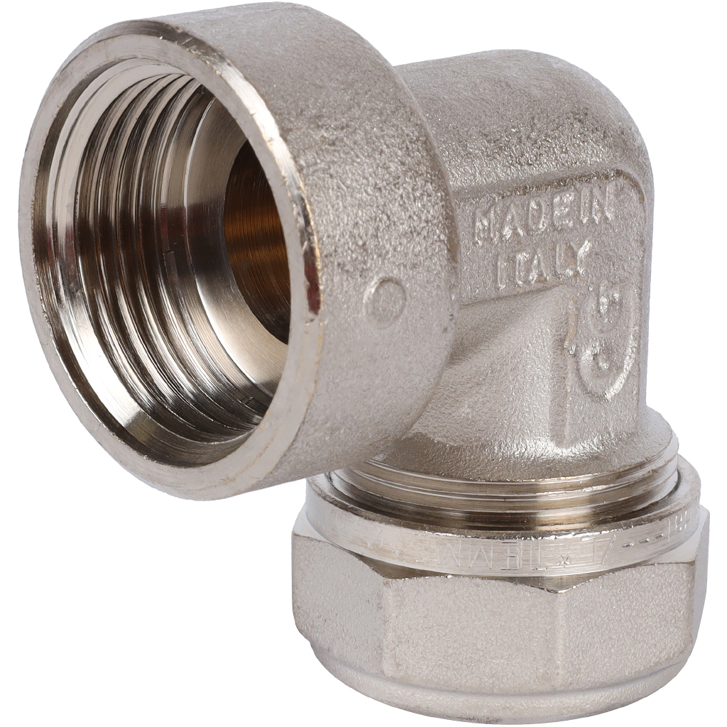 Угольник TIEMME с внутренней резьбой (26х3.0х1) для металлопластиковых труб винтовой, 1600052