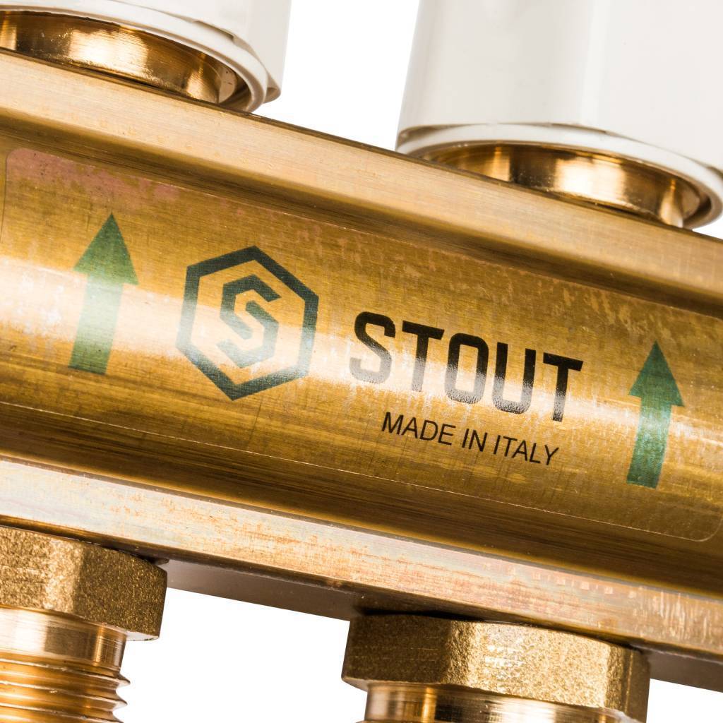 Распределительный коллектор из латуни с расходомерами STOUT 10 выходов, SMB 0473 000010