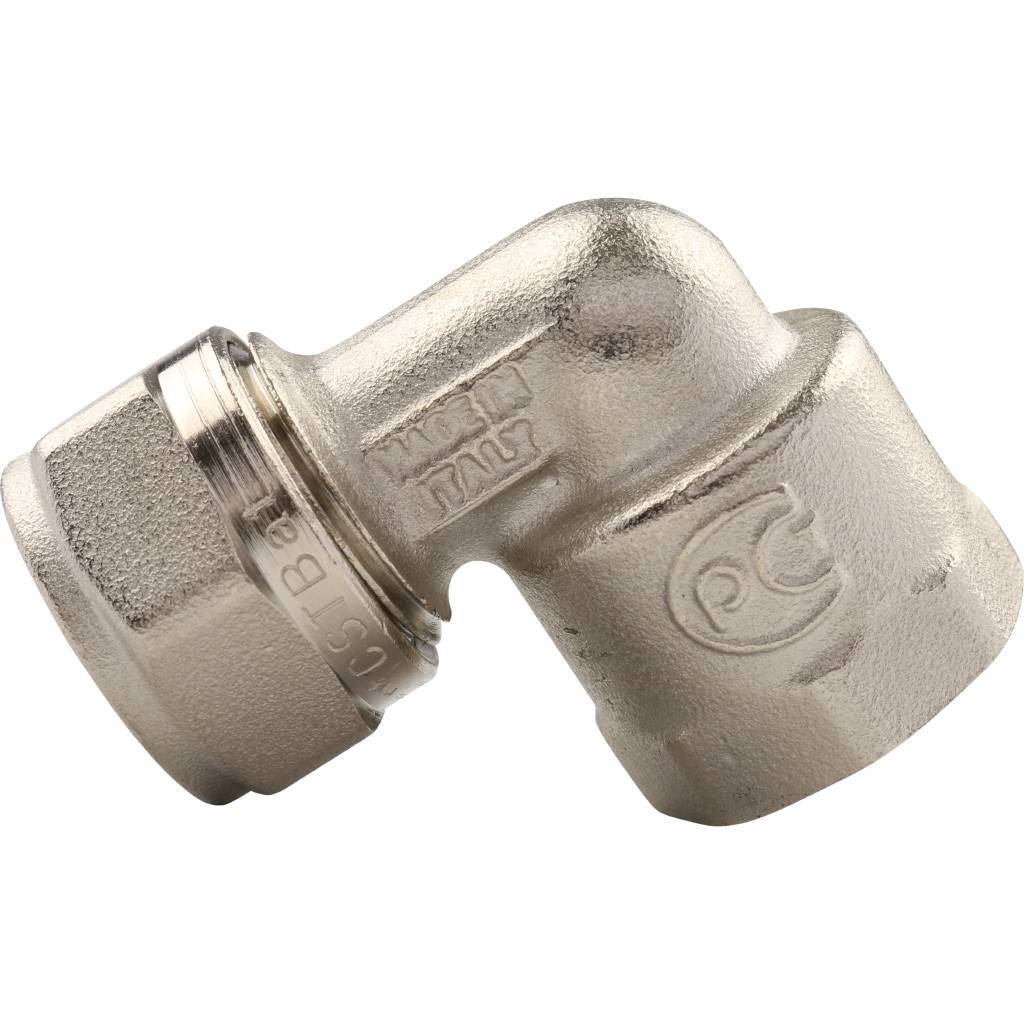 Угольник TIEMME с внутренней резьбой (16х2.0х1/2) для металлопластиковых труб винтовой, 1600006