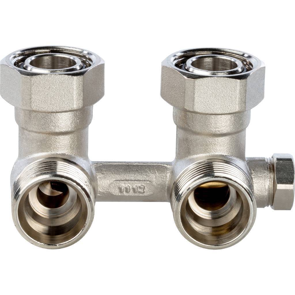 Узел нижнего подключения радиатора STOUT для однотрубной системы, угловой 3/4, SVH-0003-000020