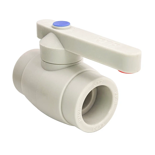 Кран шаровой стандартный проход PPR 32,  серый, РТП