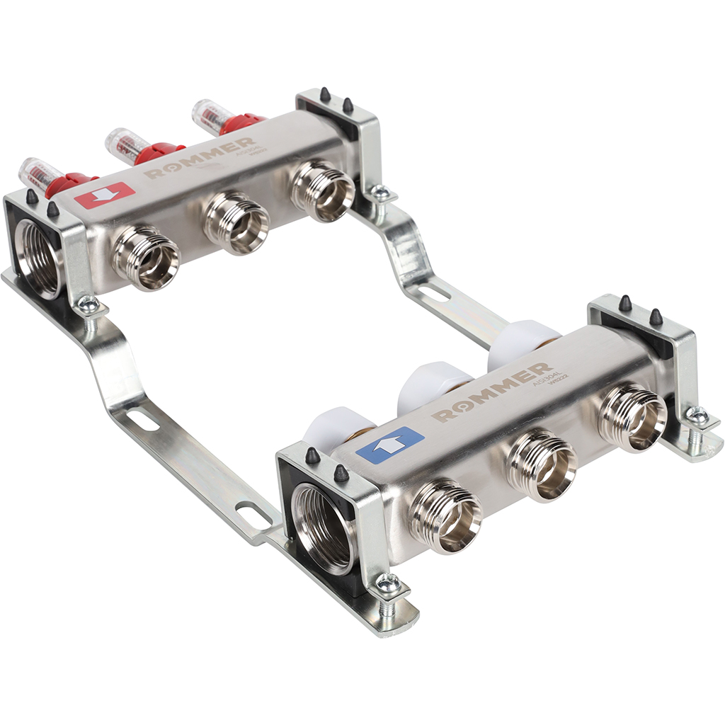 Коллектор из нержавеющей стали с расходомерами ROMMER 3  выхода