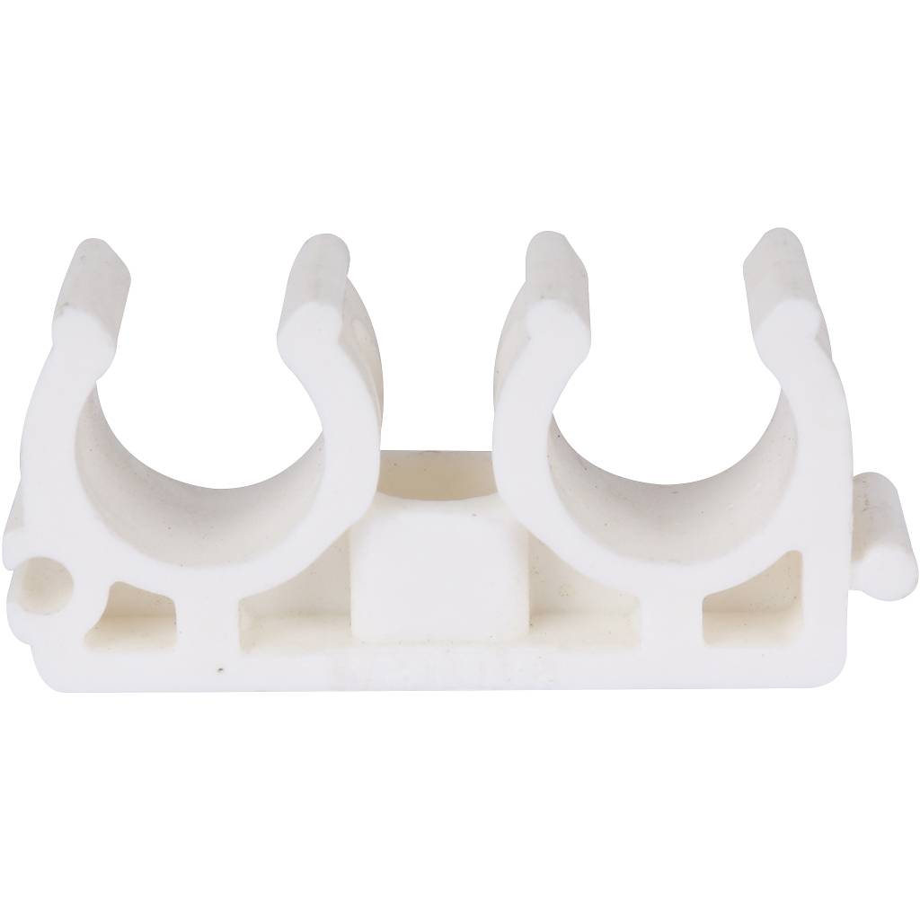 Двойное крепление Kalde d=16 для полипропиленовых труб под сварку (цвет белый), 3592-bck-160000