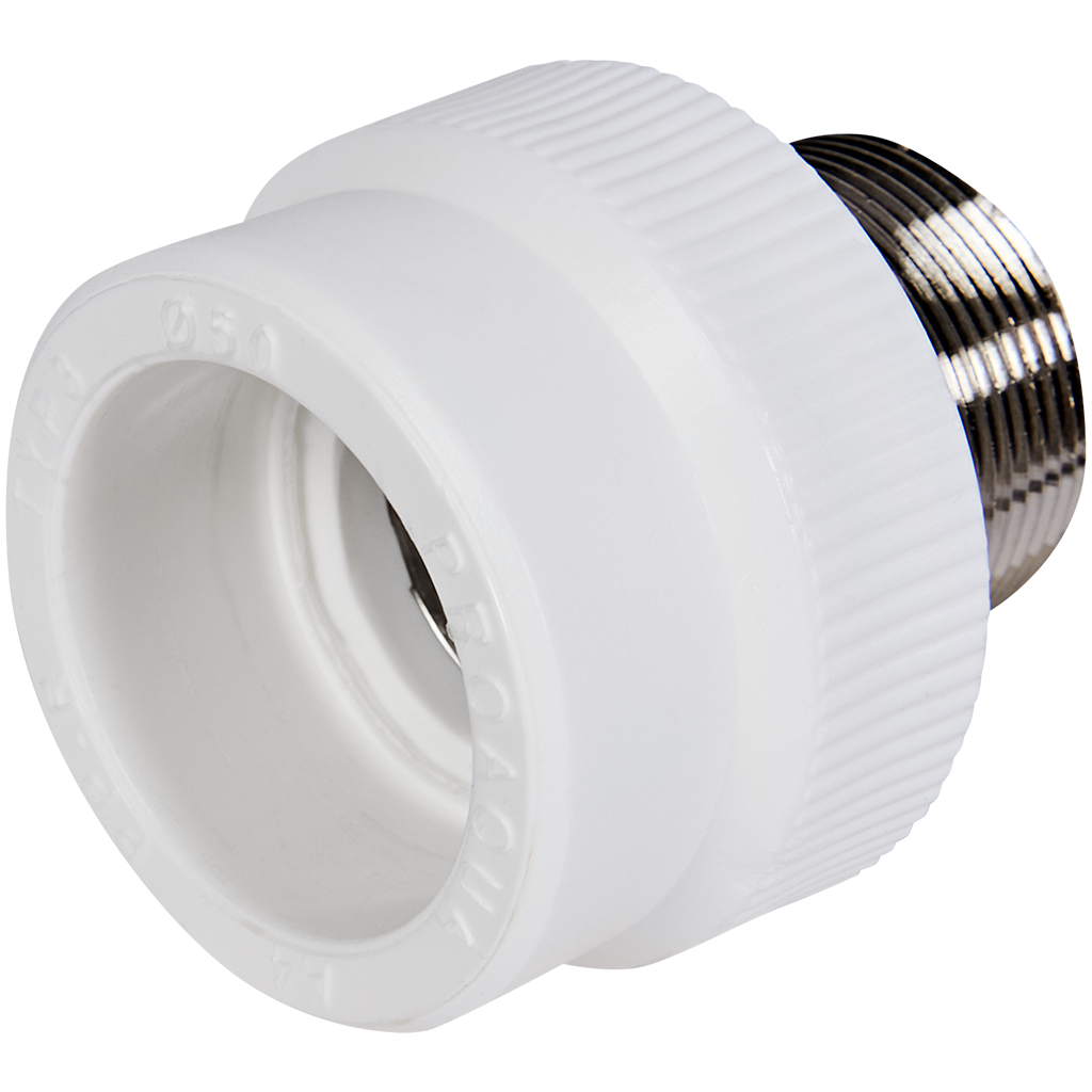 Муфта комбинированная Pro Aqua d= 50-1.1/2 PP-R под ключ НР Белая
