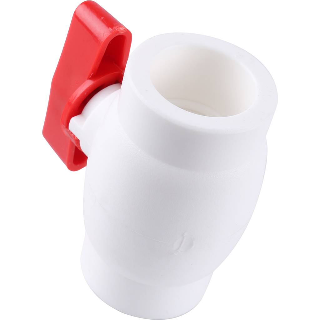 Мини-кран шаровой Kalde с красной ручкой для полипропиленовых труб d=25 для полипропиленовых труб под сварку (цвет белый), 3242-vlm-250002