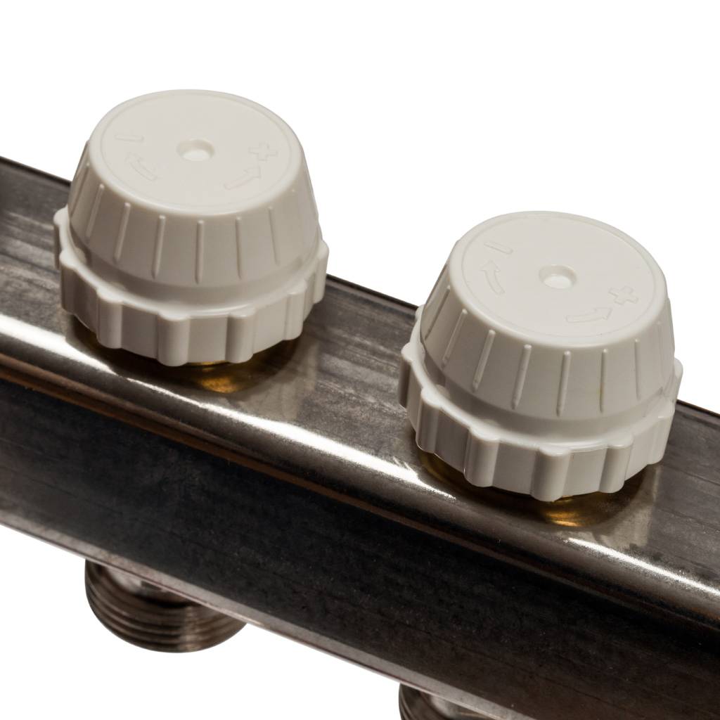 Коллектор из нержавеющей стали с расходомерами, с клапаном вып. воздуха и сливом STOUT 6 выходов, SMS-0927-000006