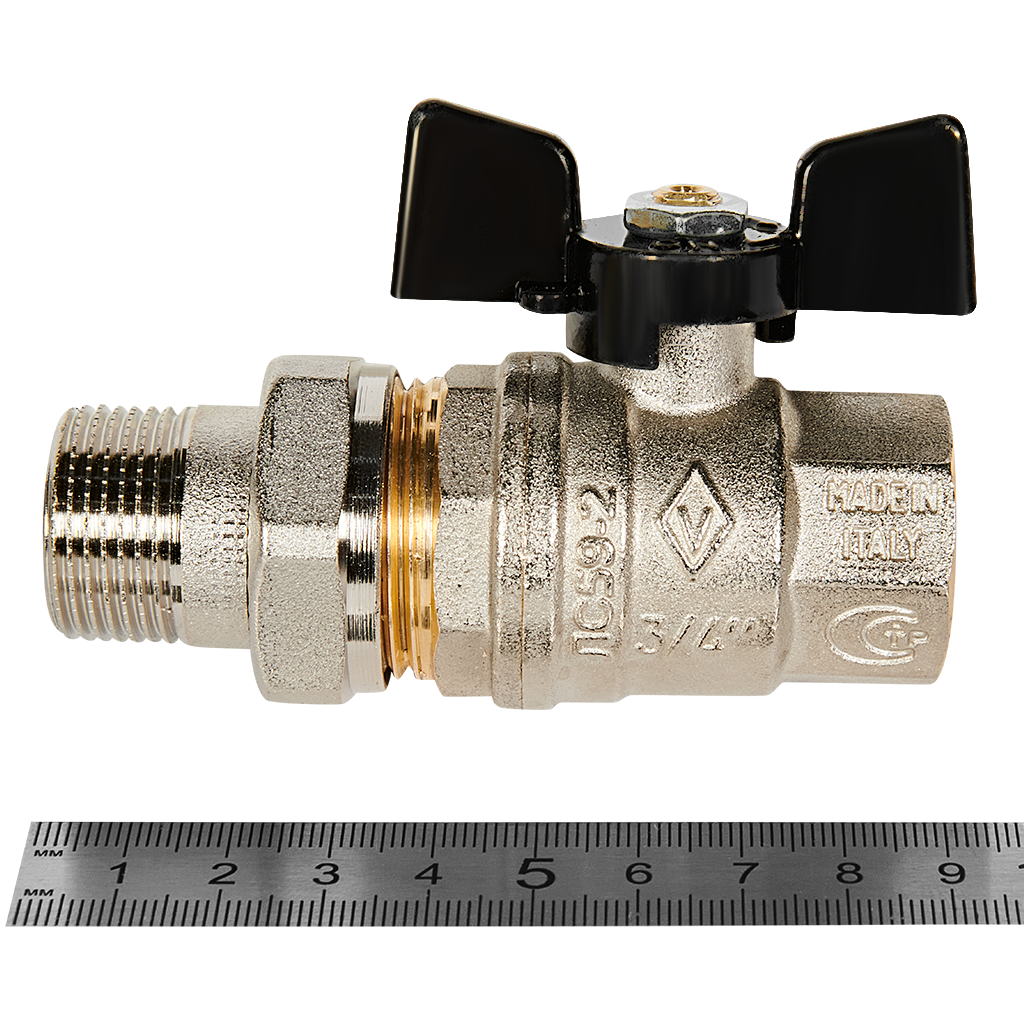 Кран шаровой BUGATTI Oregon с полусгоном (ручка-бабочка) внут-наруж резьба 3/4