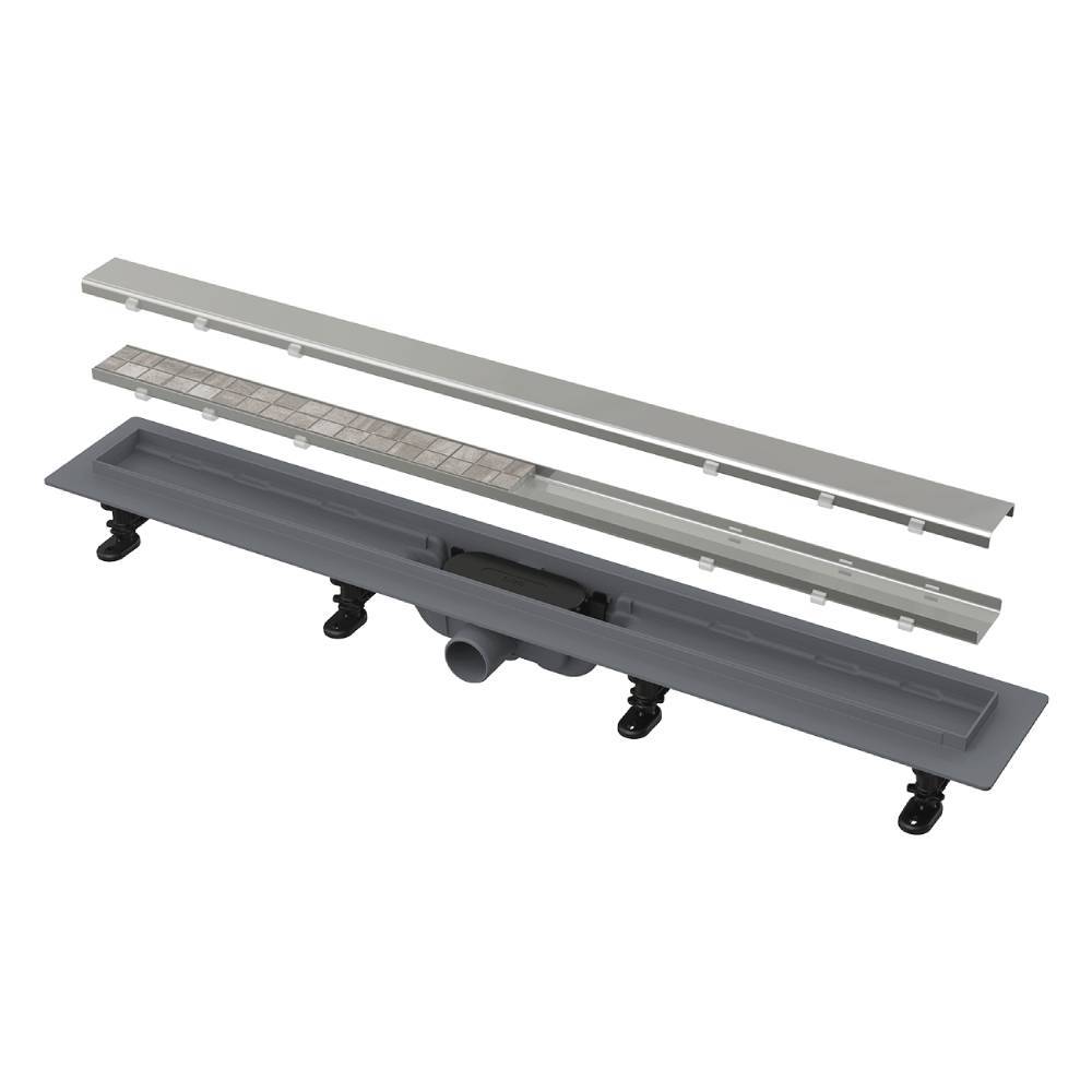 Водоотводящий желоб AlcaPlast с порогами для перфорированной решетки или решетки под кладку плитки, APZ19-550