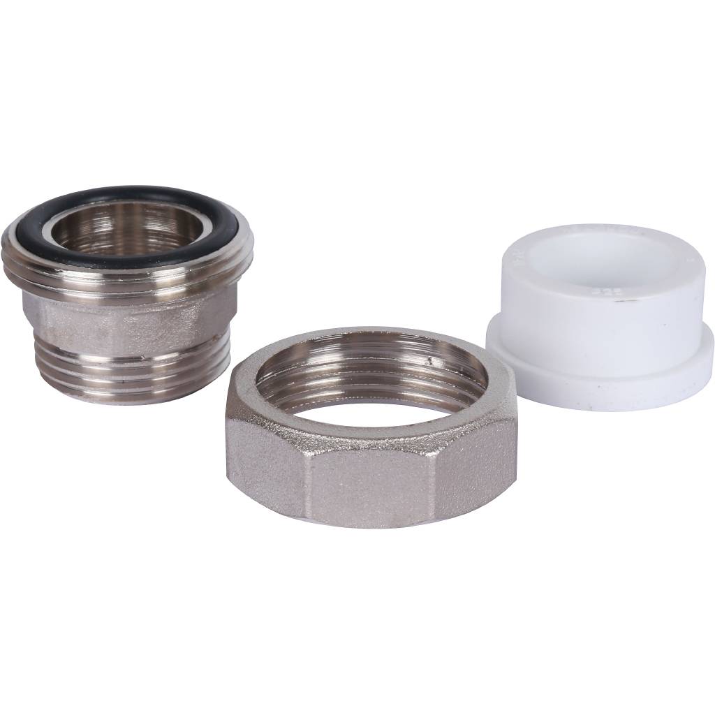 Муфта разъемная с наружной резьбой Политэк 25х1 для полипропиленовых труб под сварку (цвет белый), 9800002501