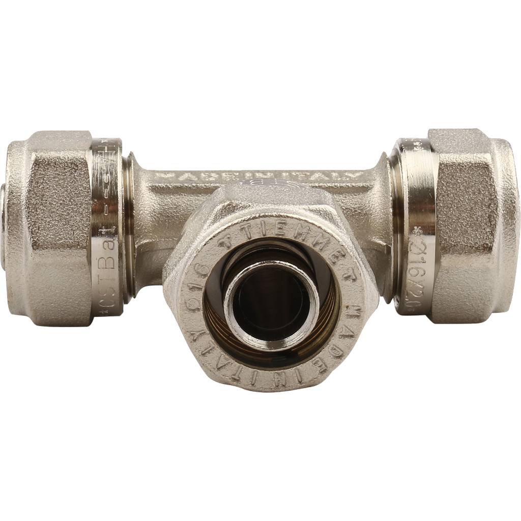 Тройник TIEMME (16х2.0) для металлопластиковых труб винтовой, 1600002