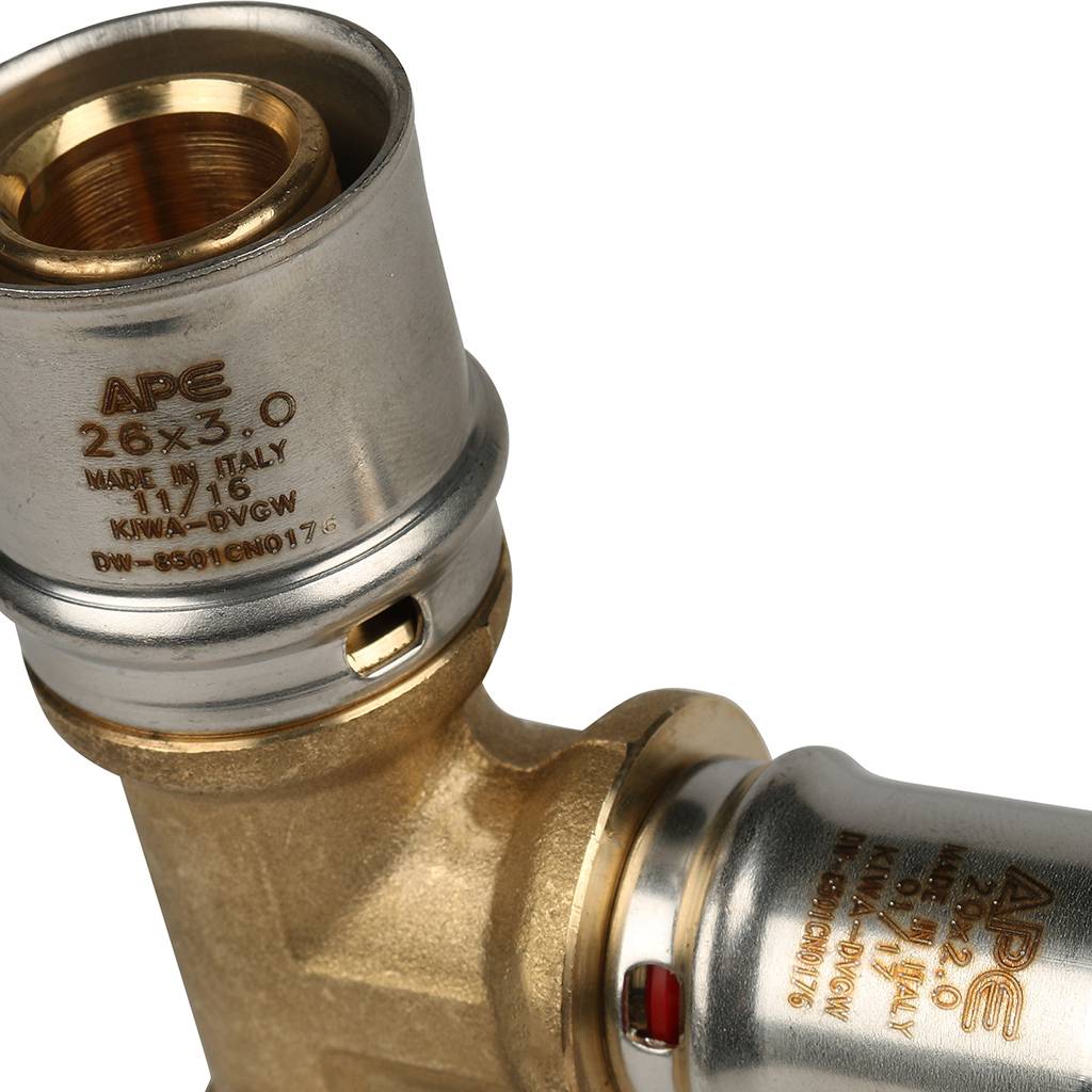 Тройник переходной STOUT 26х20х26 для металлопластиковых труб прессовой, SFP-0005-262026