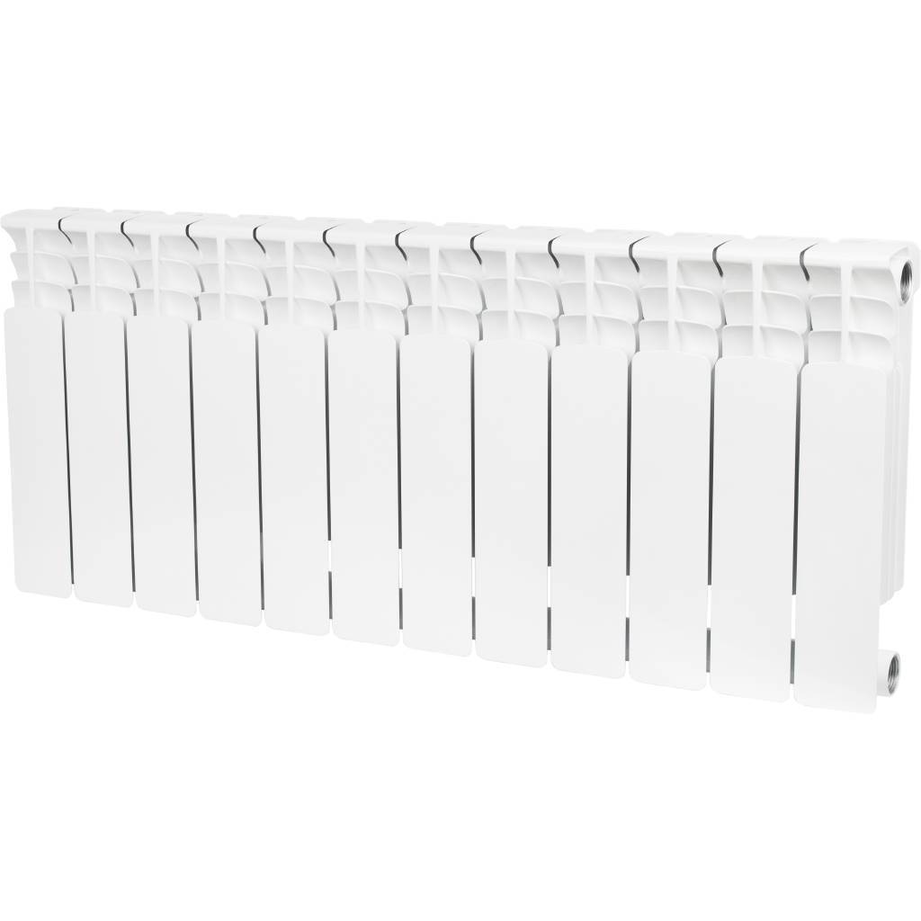 Радиатор биметаллический STOUT Space 350 12 секций боковое подключение RAL9016, SRB-0310-035012