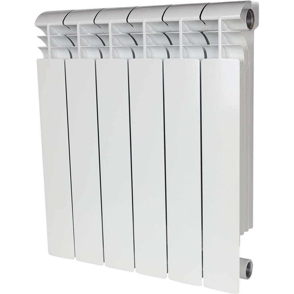 Радиатор алюминиевый STOUT VEGA 500 6 секций боковое подключение (белый RAL 9016), SRA-1310-050006