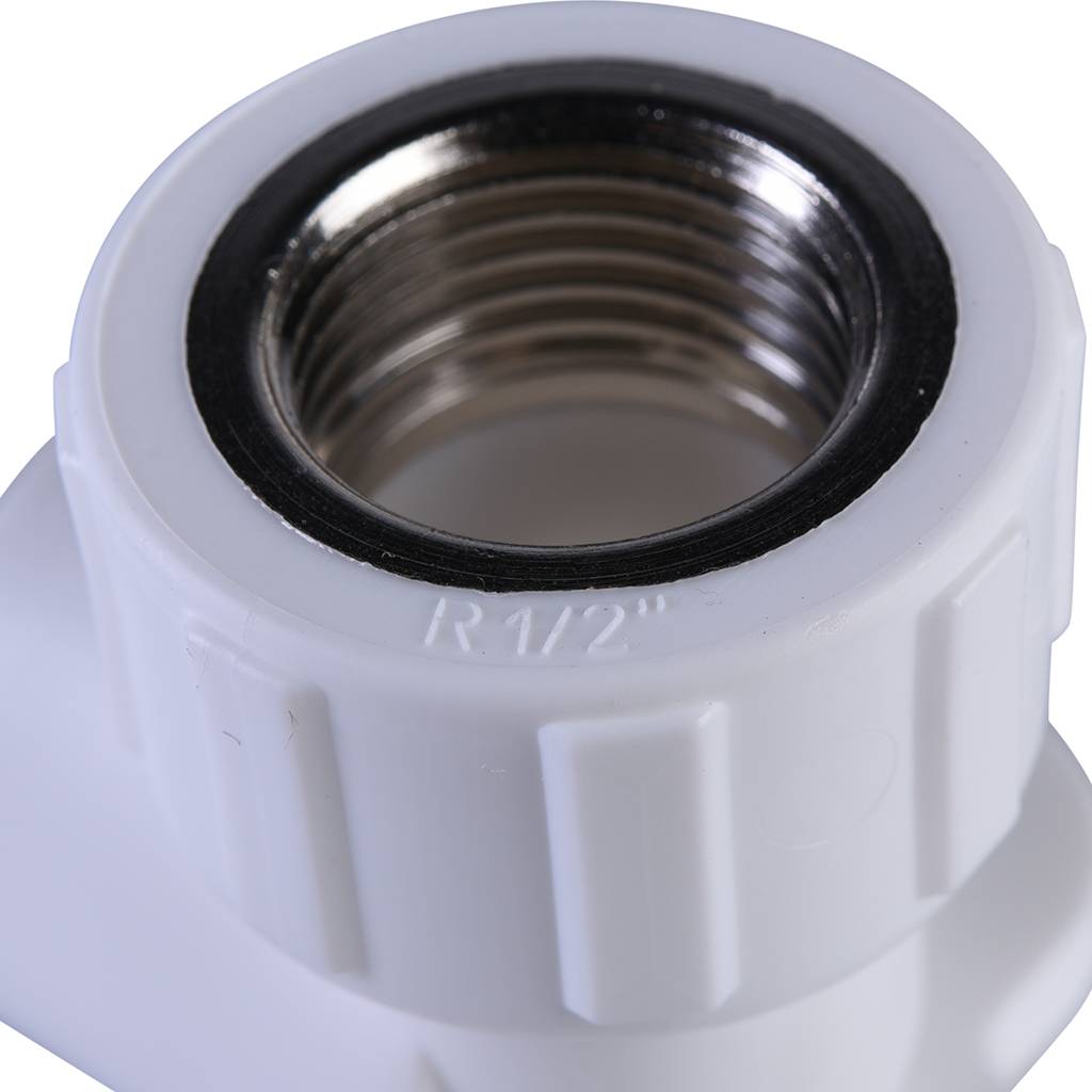 Настенный комплект Политэк 20х1/2 с внутренней резьбой для смесителя для полипропиленовых труб под сварку (цвет белый)