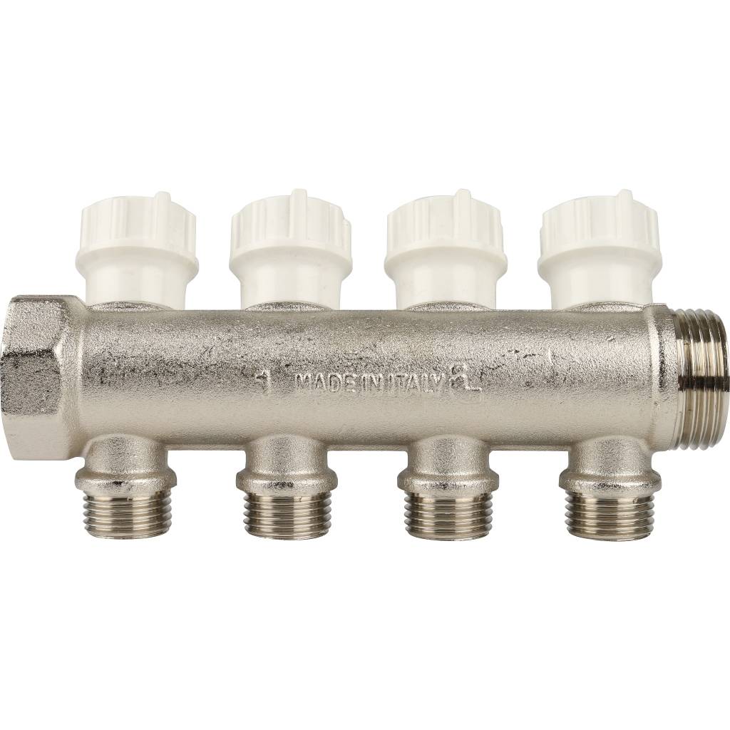 Коллектор распределительный регулируемый Itap 465/4 ( 1 x 1/2), никелированная латунь с 4 выходами