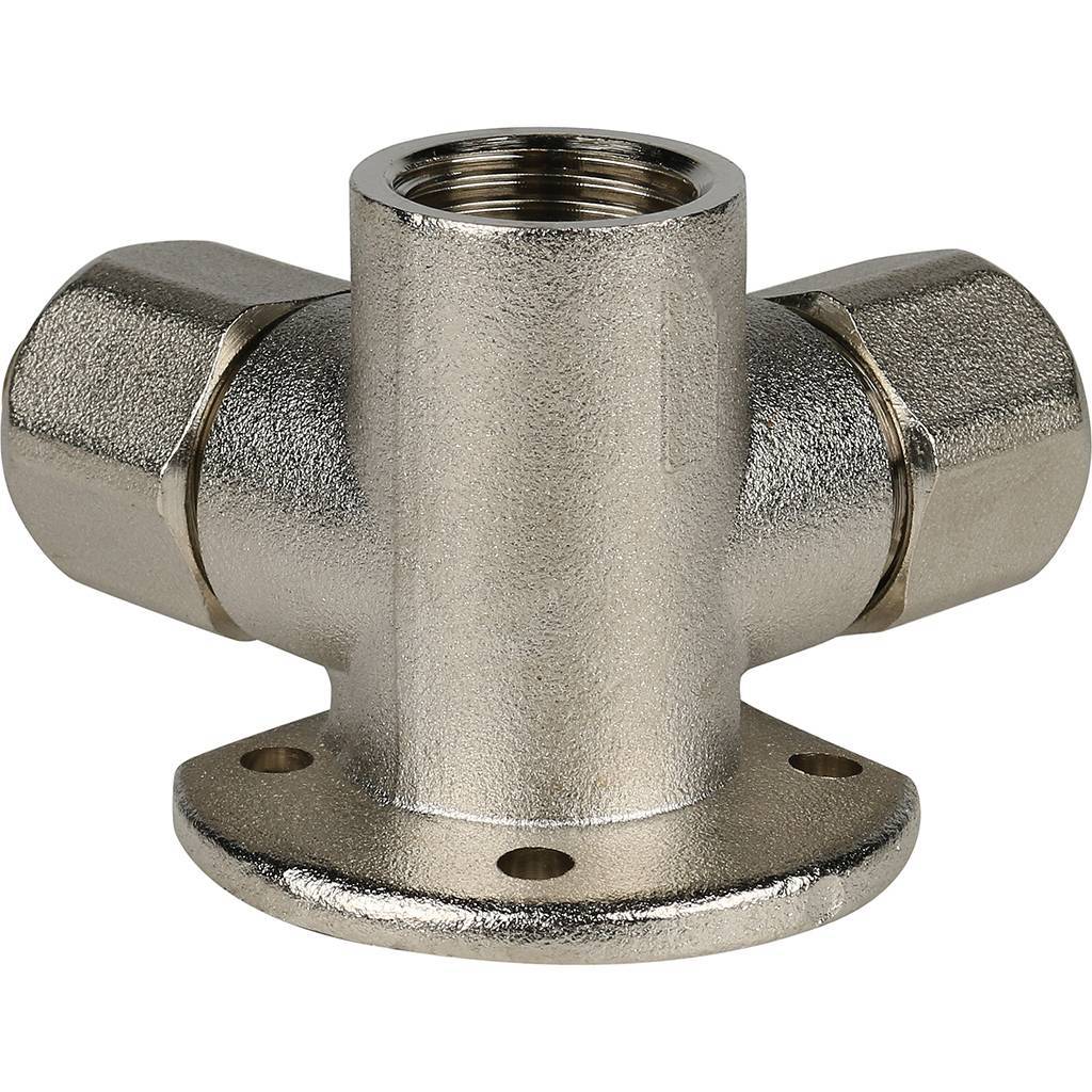 Тройник STOUT настенный с креплением для металлопластиковых труб винтовой, SFS-0014-001216