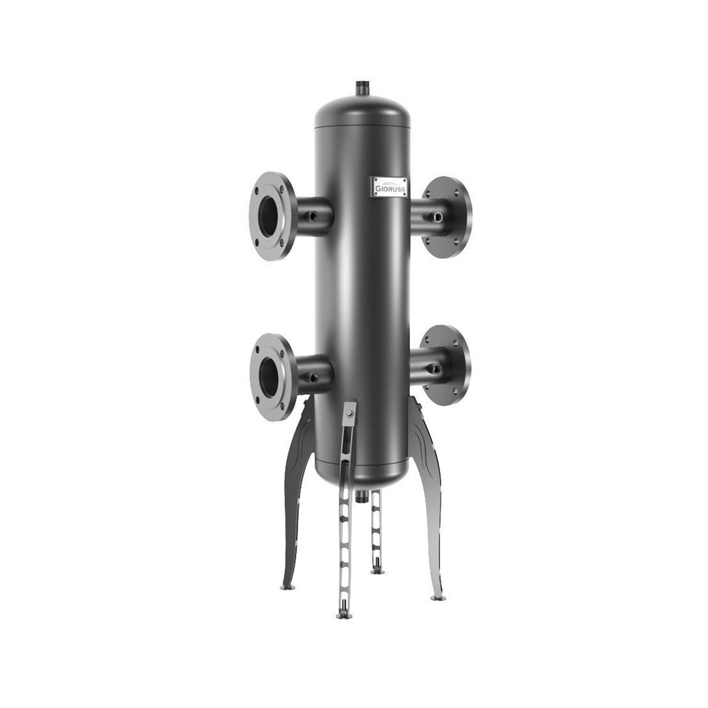 Гидравлический разделитель GIDRUSS GR-600-80 (до 600 кВт, фланец 1-80-10 ГОСТ 12820-81, корпус O 219 мм ст. 09Г2С, 4 подключения Rp ), GR 60F00 20