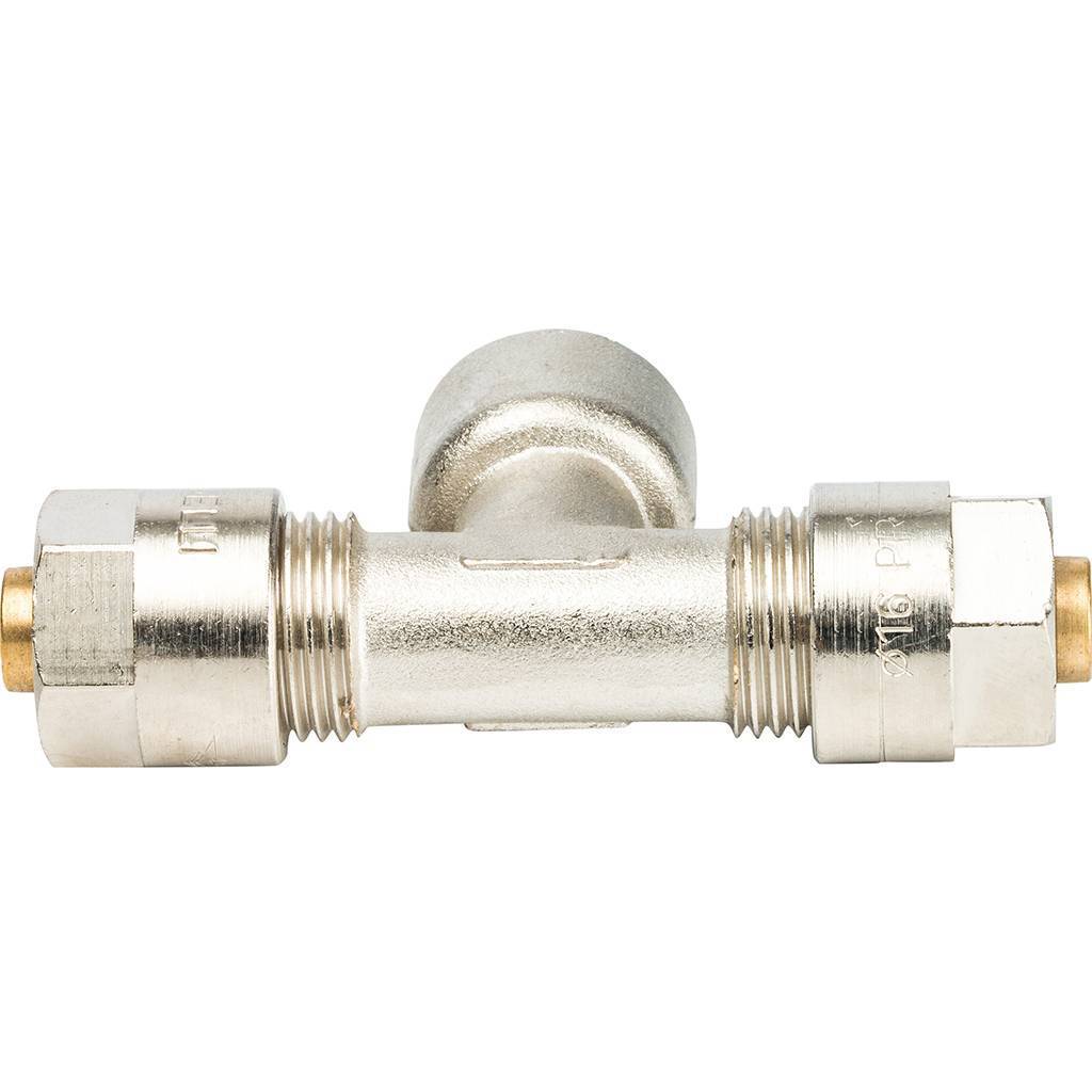 Тройник с внутр.резьбой Prandelli Multyrama (16х2,0х1/2) для металлопластиковых труб винтовой, 103.08.51.6