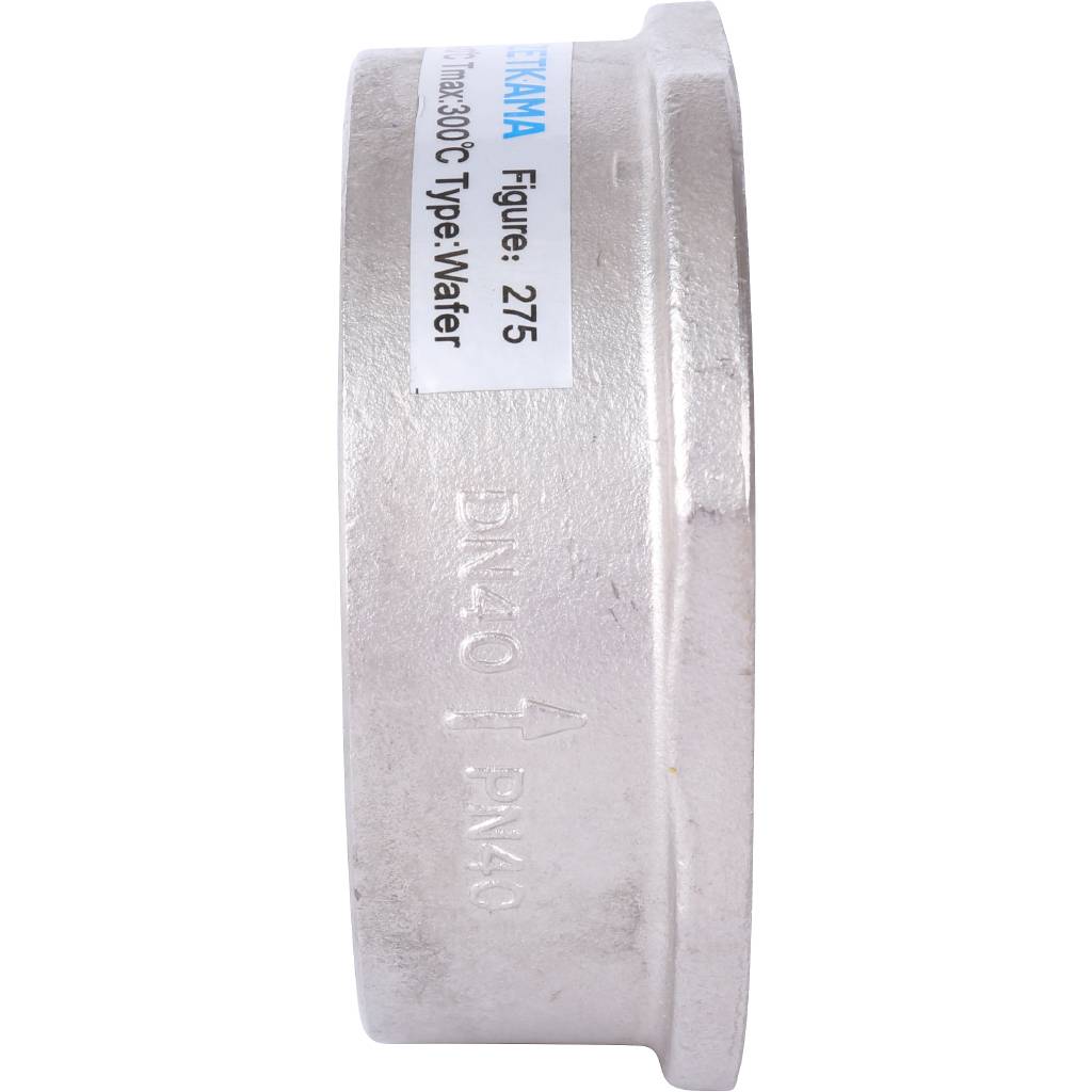 Клапан обратный пружинный ZETKAMA 275I Ду40 Ру40 межфланцевый из нерж. стали, 275I040E51