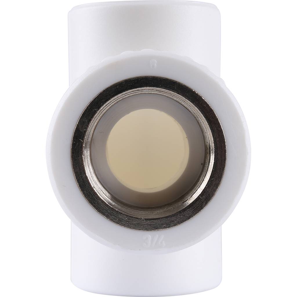 Тройник Kalde с внутренней резьбой 25х3/4 для полипропиленовых труб под сварку (цвет белый), 3222-tfo-250c25