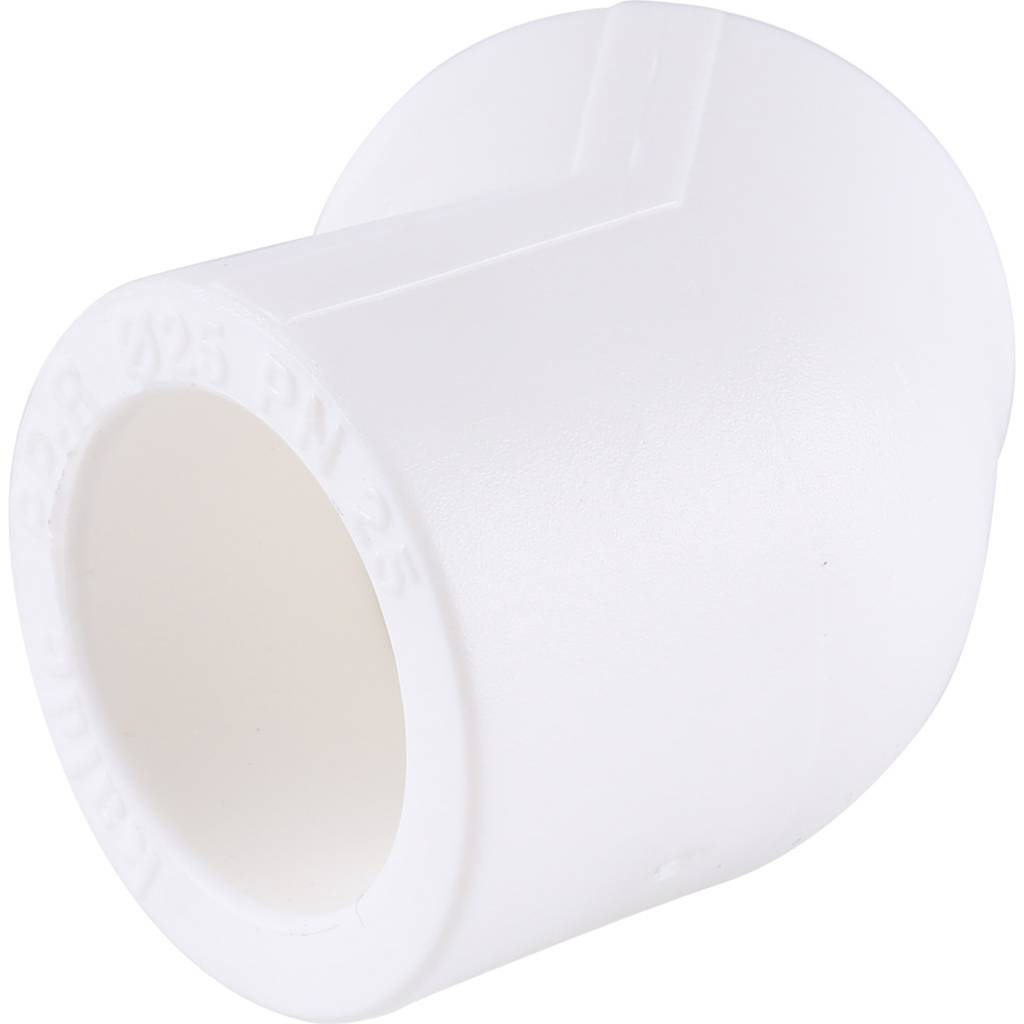 Угольник 45* Kalde d=25 для полипропиленовых труб под сварку (цвет белый), 3212-elb-250045