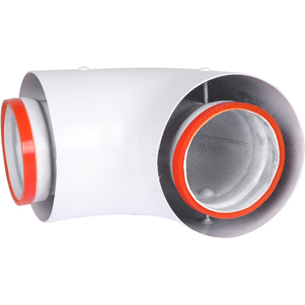 Начальный участок традиц. 90° коакс. ROMMER D60(м-м)/100(п-п) (Bosch, Buderus, Navien S/C/E, Baxi ECO Nova/Classic, Лемакс)в комплекте фланец, RCA-6010-240190