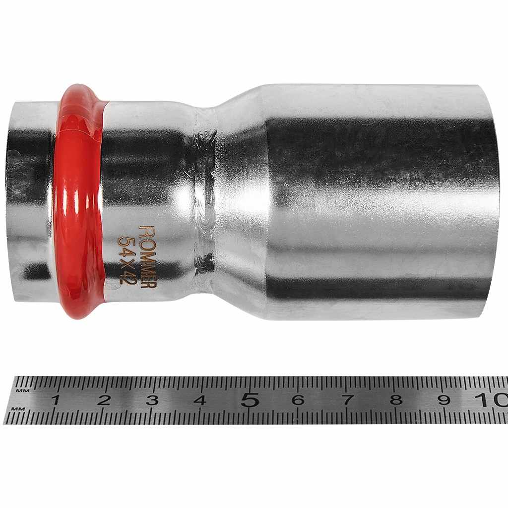 Муфта ROMMER переходная НПр-ВПр, 54х42, из нержавеющей стали прессовой, RSS-1020-005442